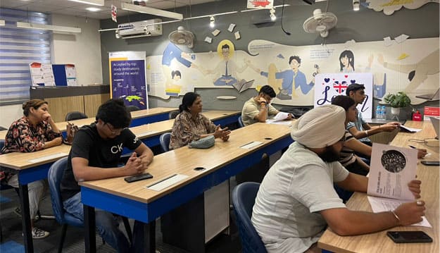 students attending offline TOEFL class